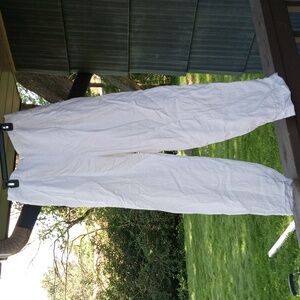 100% Linen white Liz pleated pants